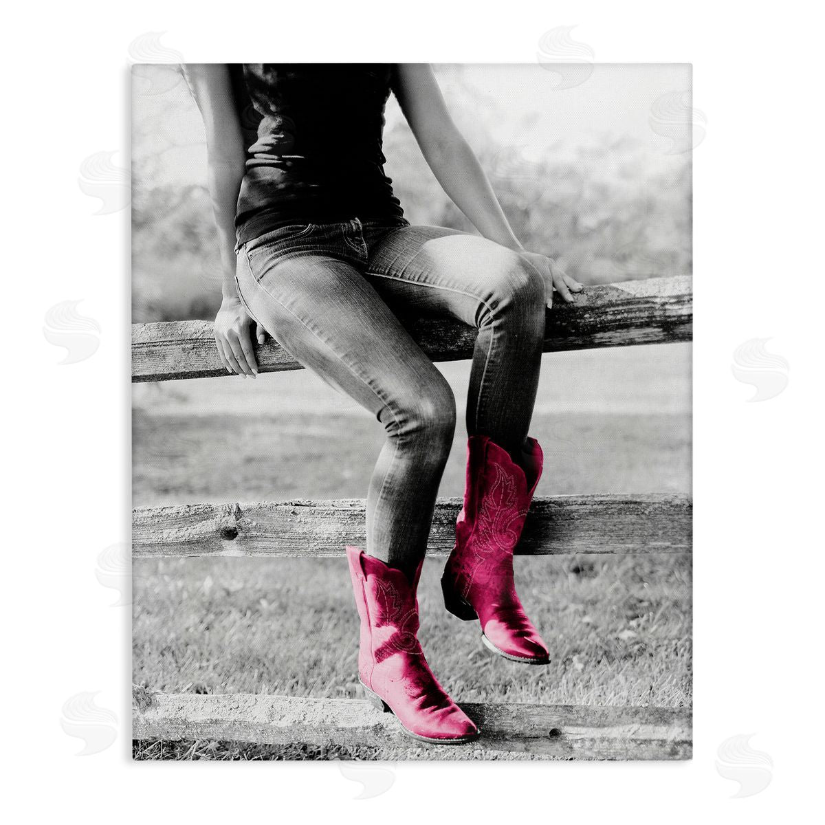 Glam Cowgirl in Boots Canvas Wall Art, Home Decor by Sd Graphics Studio