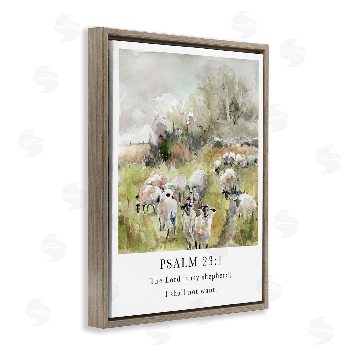 My Shepherd Psalm Brown Floating Frame Canvas Wall Art, Home Decor by Carol Robinson