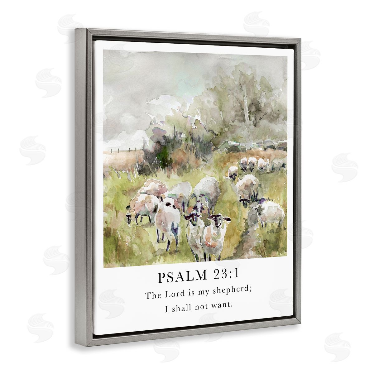 My Shepherd Psalm Grey Floating Frame Canvas Wall Art, Home Decor by Carol Robinson