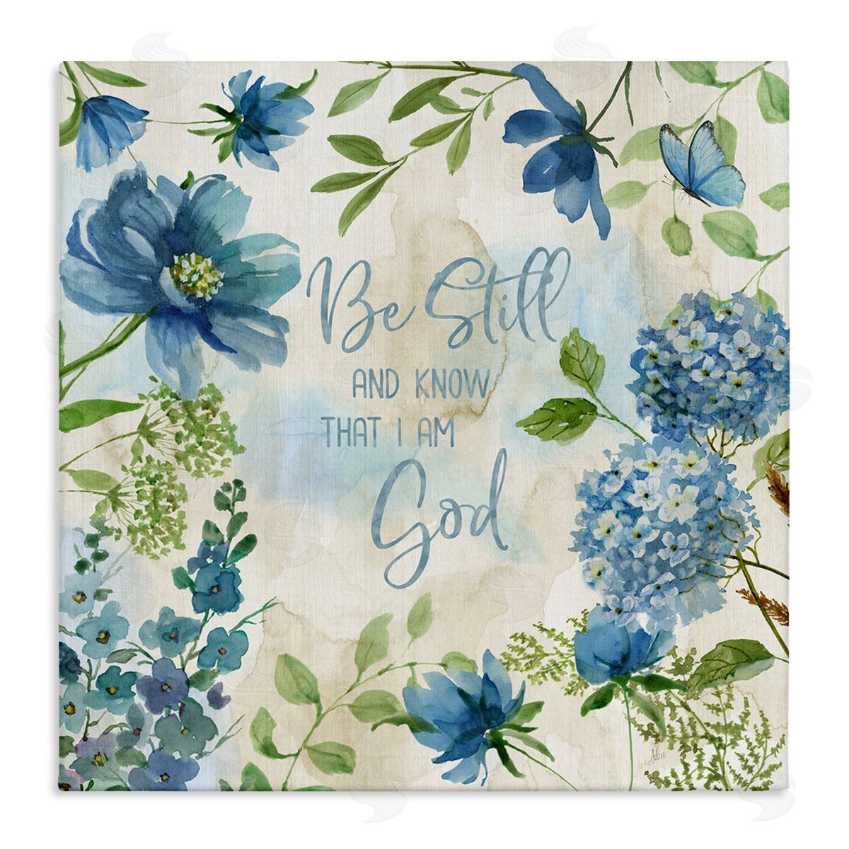 Be Still Floral Phrase Canvas Wall Art, Home Decor by Nan
