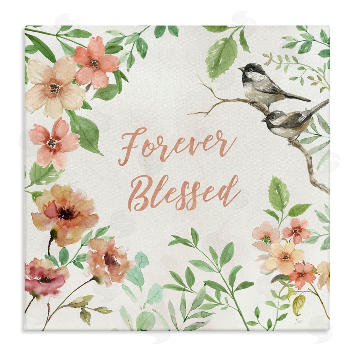 Forever Blessed Floral Canvas Wall Art, Home Decor by Nan