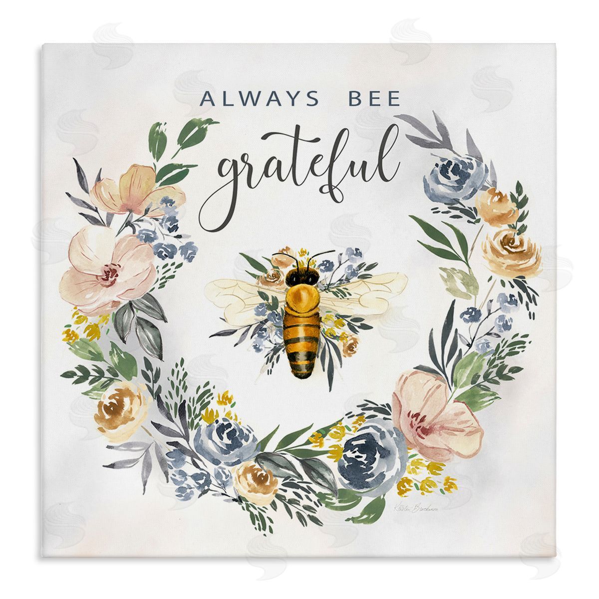 Country Bee Grateful Canvas Wall Art, Home Decor by Kristen Brockman