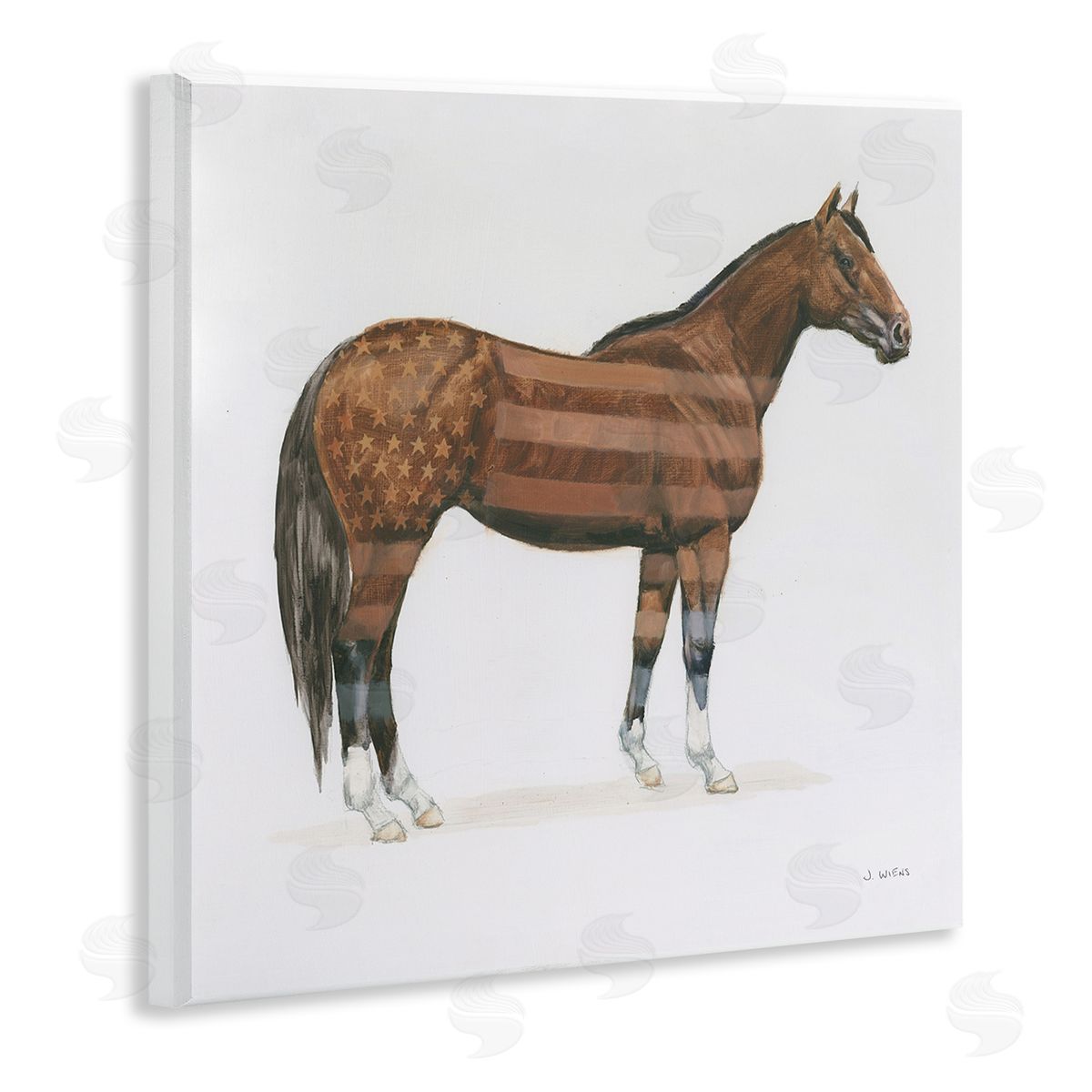 American Flag Horse Wood Plaque Wall Art, Home Decor by Wellington Studio