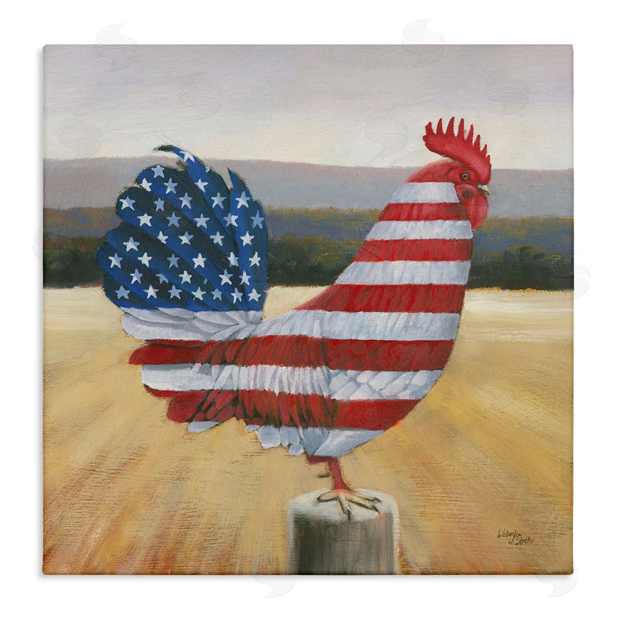 American Flag Rooster Canvas Wall Art, Home Decor by Wellington Studio