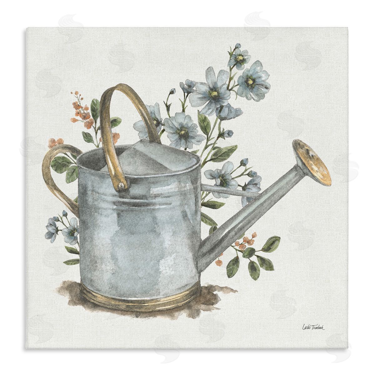Garden Watering Can Canvas Wall Art, Home Decor by Leslie Trimbach