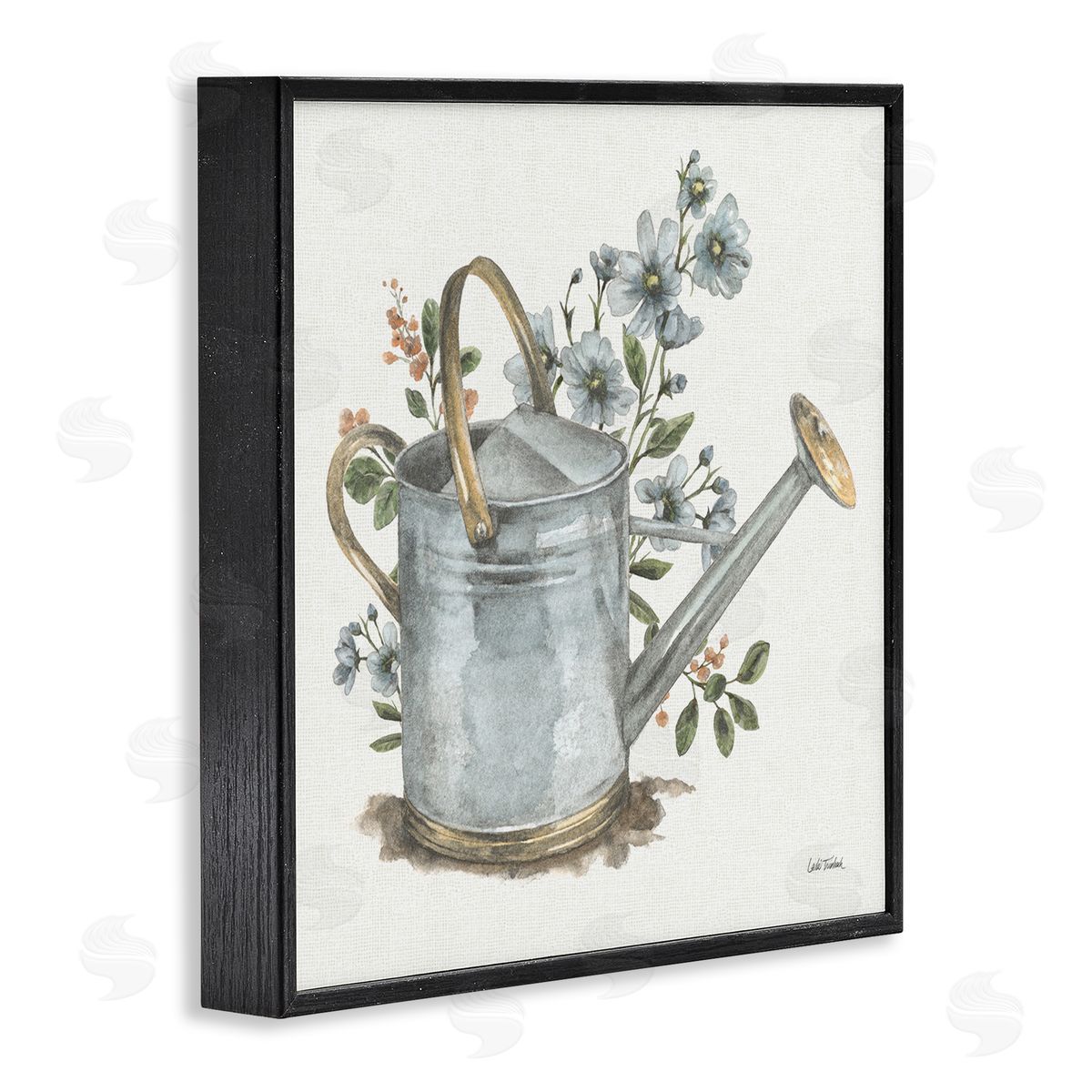 Garden Watering Can Black Frame Print Wall Art, Home Decor by Leslie Trimbach