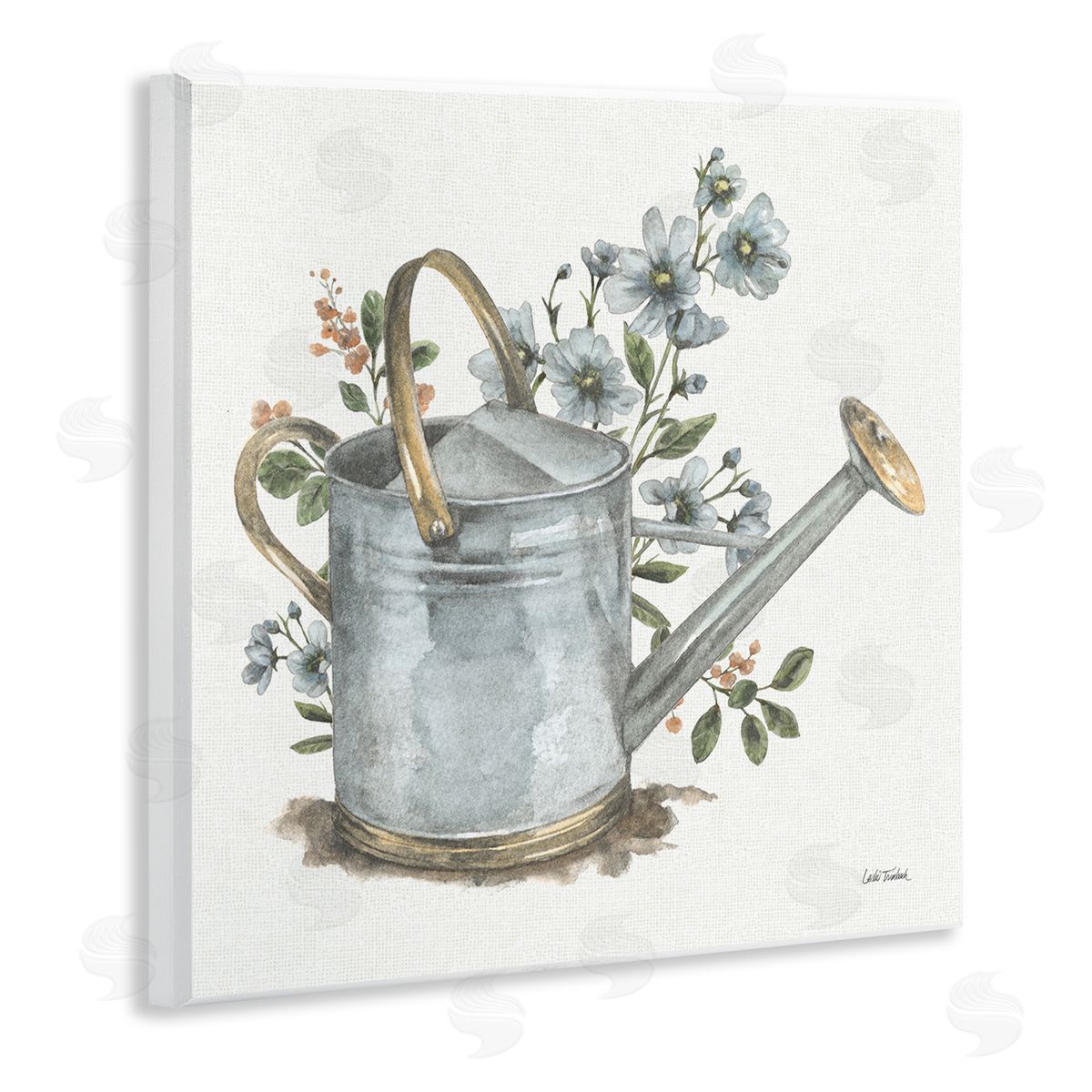 Garden Watering Can Wood Plaque Wall Art, Home Decor by Leslie Trimbach