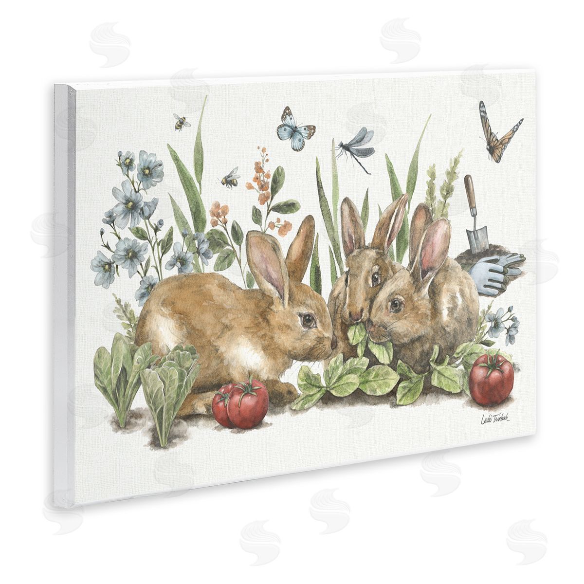 Garden Patch Scene Wood Plaque Wall Art, Home Decor by Leslie Trimbach