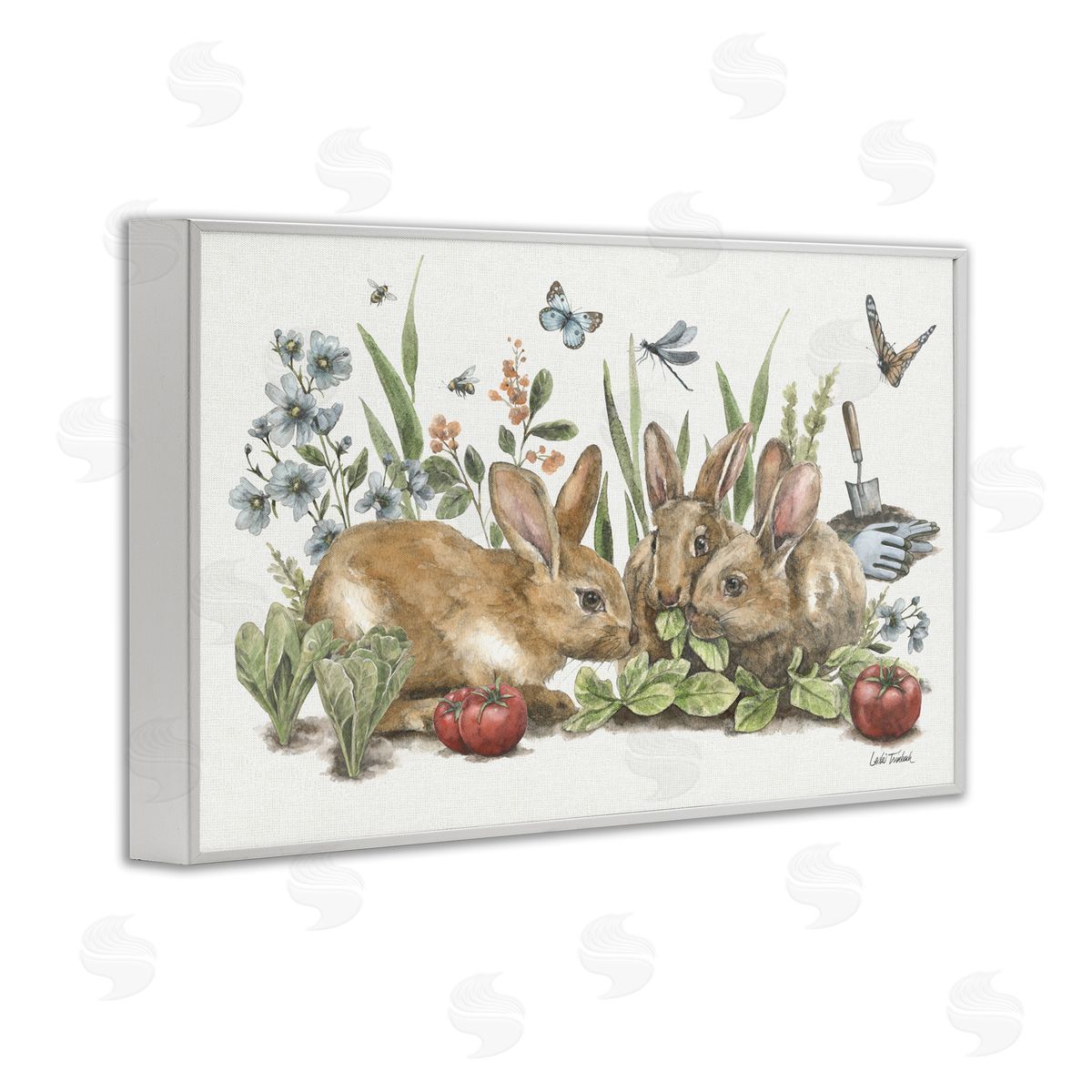 Garden Patch Scene White Frame Print Wall Art, Home Decor by Leslie Trimbach