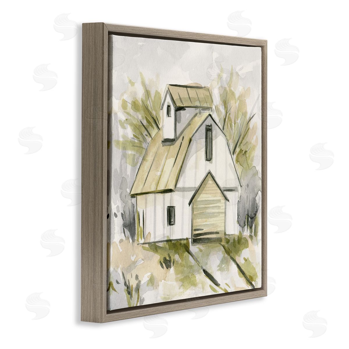 Soft Neutral Barn Brown Floating Frame Canvas Wall Art, Home Decor by Melissa Wang