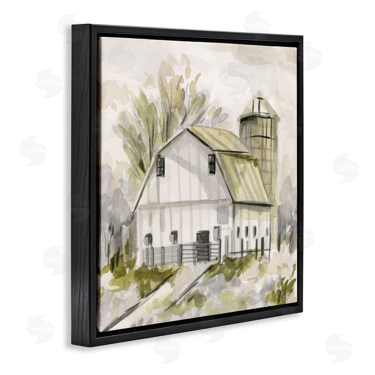Neutral Farmhouse Barn Black Floating Frame Canvas Wall Art, Home Decor by Melissa Wang