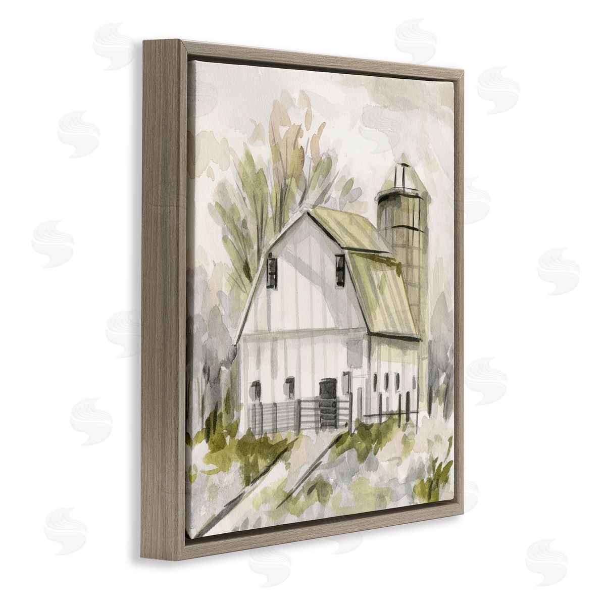 Neutral Farmhouse Barn Brown Floating Frame Canvas Wall Art, Home Decor by Melissa Wang