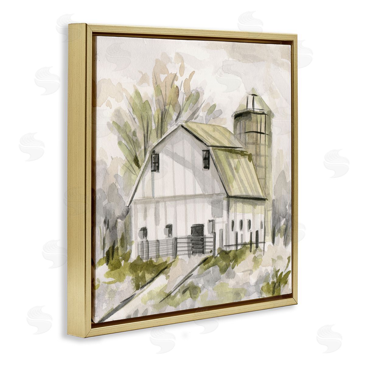 Neutral Farmhouse Barn Gold Floating Frame Canvas Wall Art, Home Decor by Melissa Wang