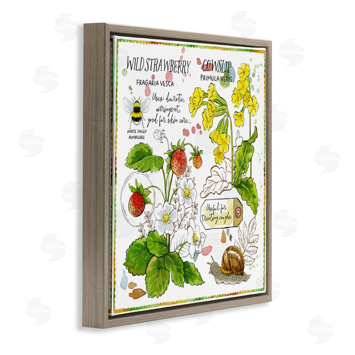 Jane Maday Strawberry & Florals Uses Brown Floating Frame Canvas Wall Art Print