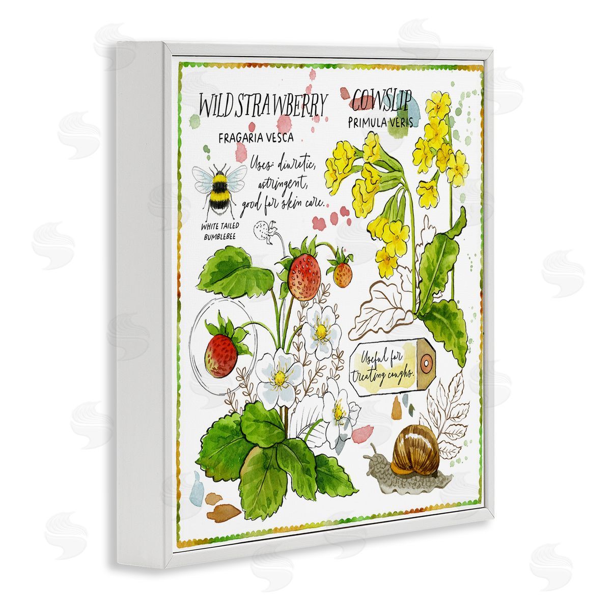 Jane Maday Strawberry & Florals Uses White Framed Giclee Wall Art Print