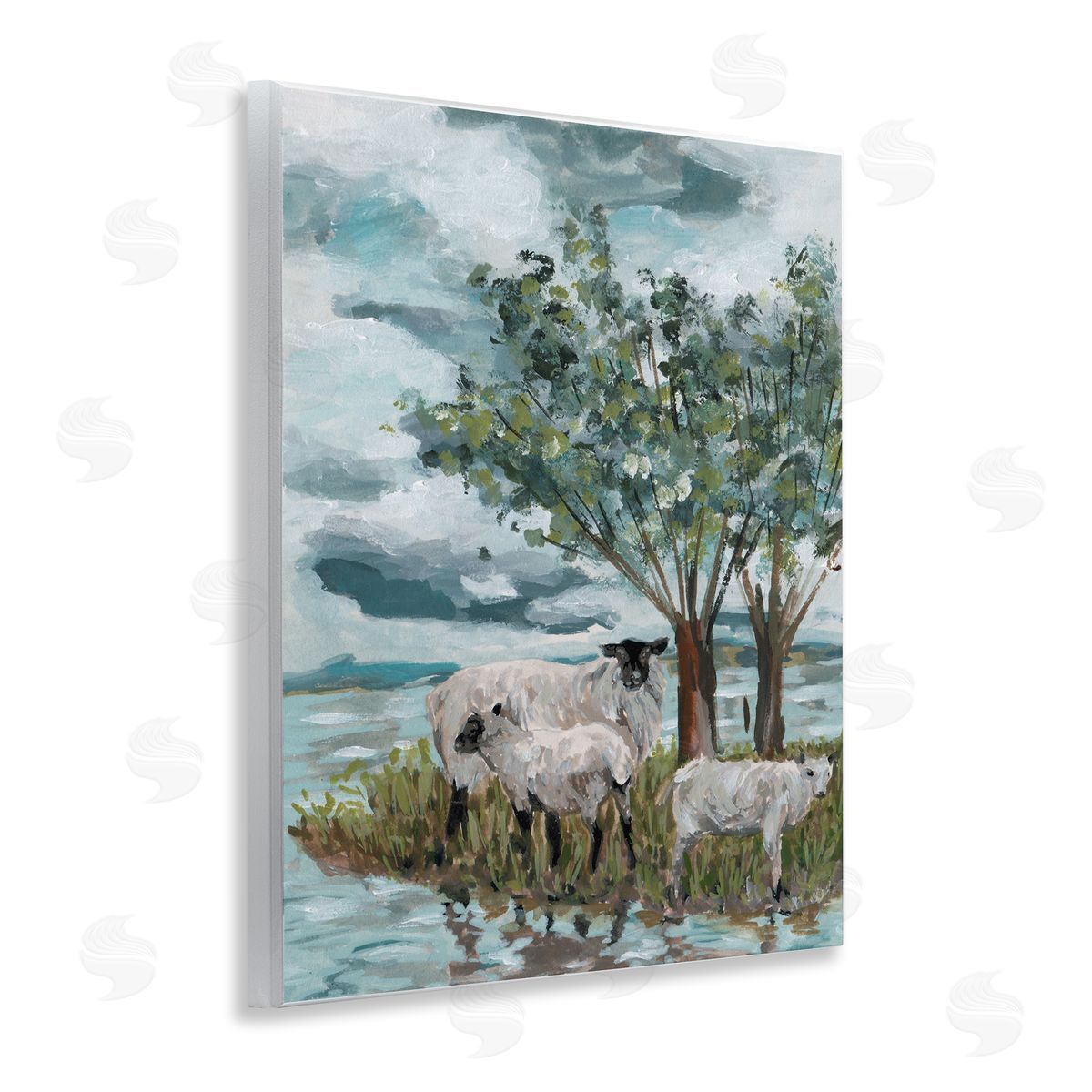 Traditional Sheep Scene Wood Plaque Wall Art, Home Decor by Melissa Wang