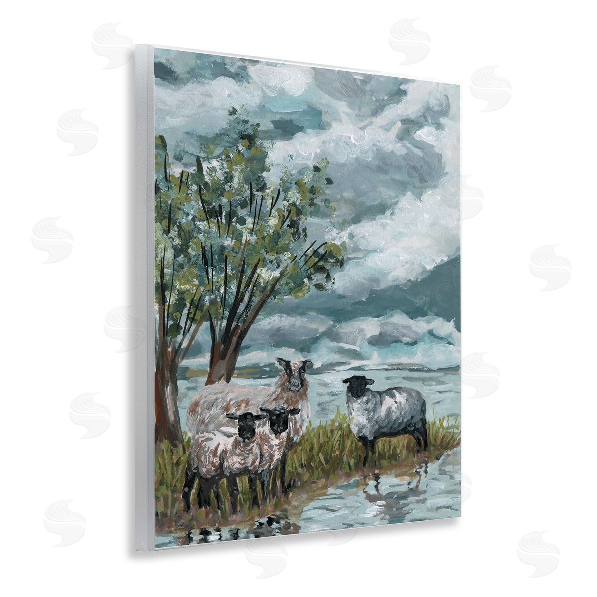 Traditional Sheep View Wood Plaque Wall Art, Home Decor by Melissa Wang