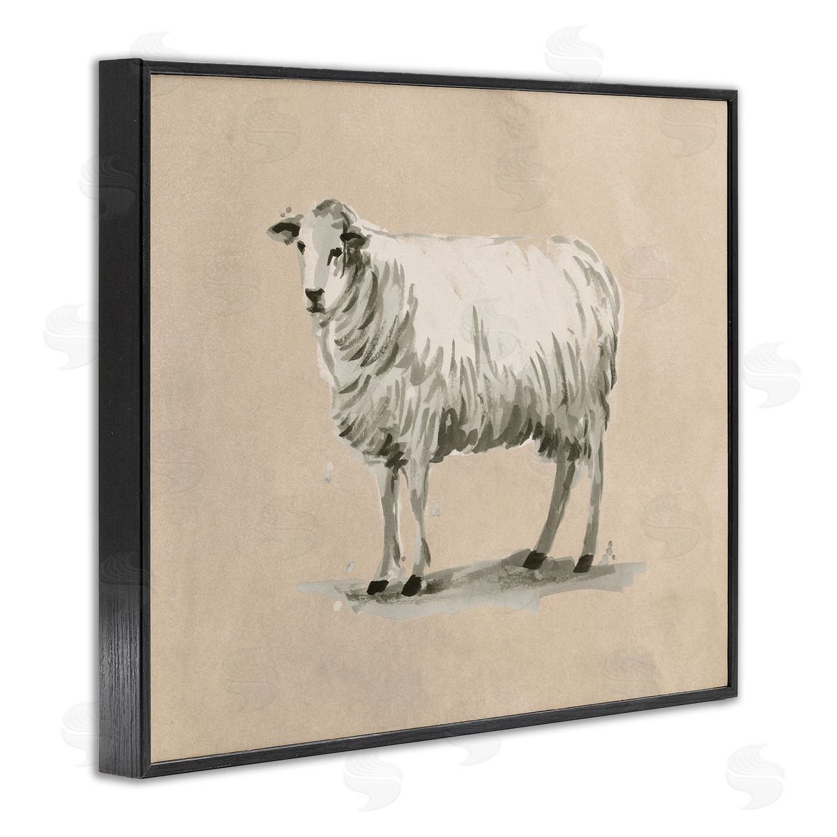 Traditional Minimal Sheep Black Frame Print Wall Art, Home Decor by June Erica Vess