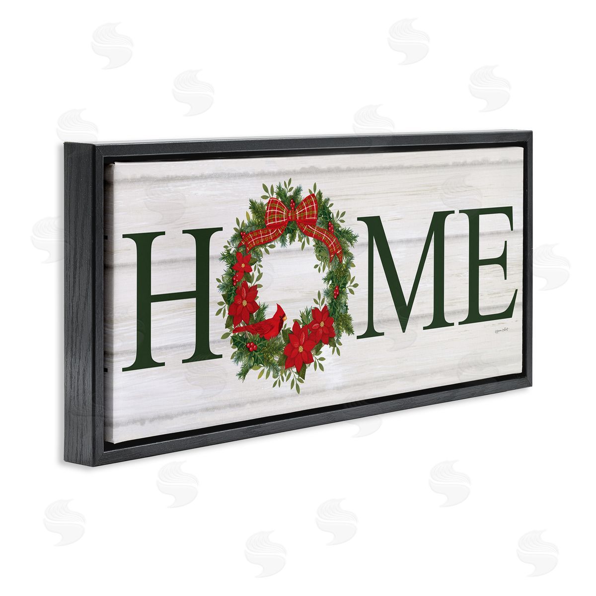 Home Seasonal Wreath Black Floating Frame Canvas Wall Art, Home Decor by Annie LaPoint