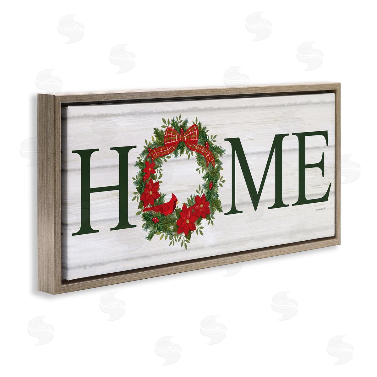 Home Seasonal Wreath Brown Floating Frame Canvas Wall Art, Home Decor by Annie LaPoint