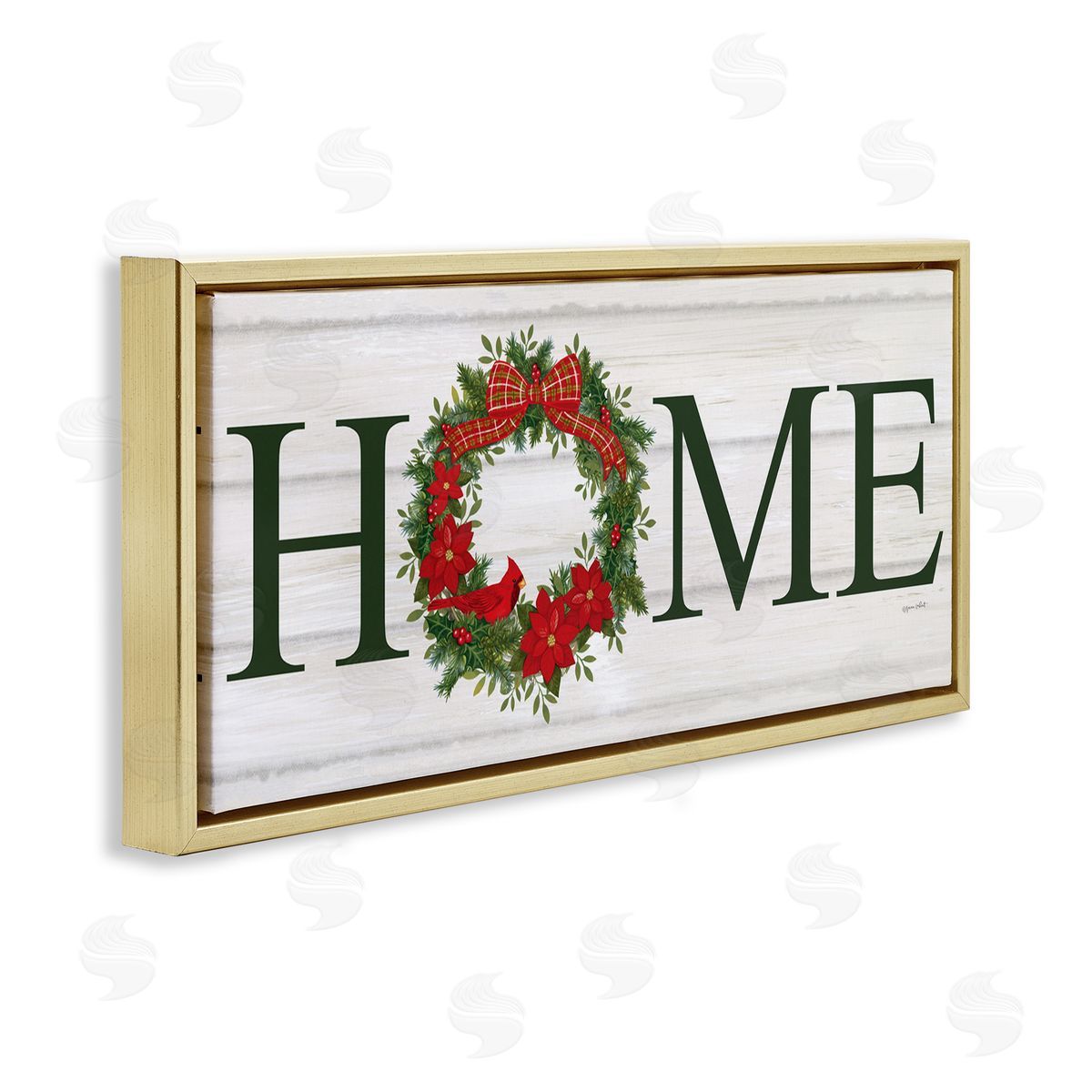 Home Seasonal Wreath Gold Floating Frame Canvas Wall Art, Home Decor by Annie LaPoint