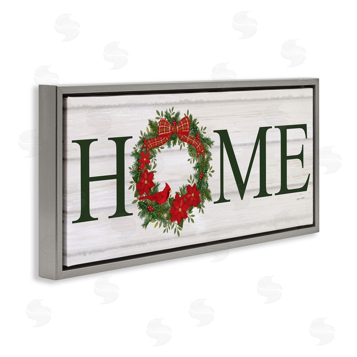Home Seasonal Wreath Grey Floating Frame Canvas Wall Art, Home Decor by Annie LaPoint