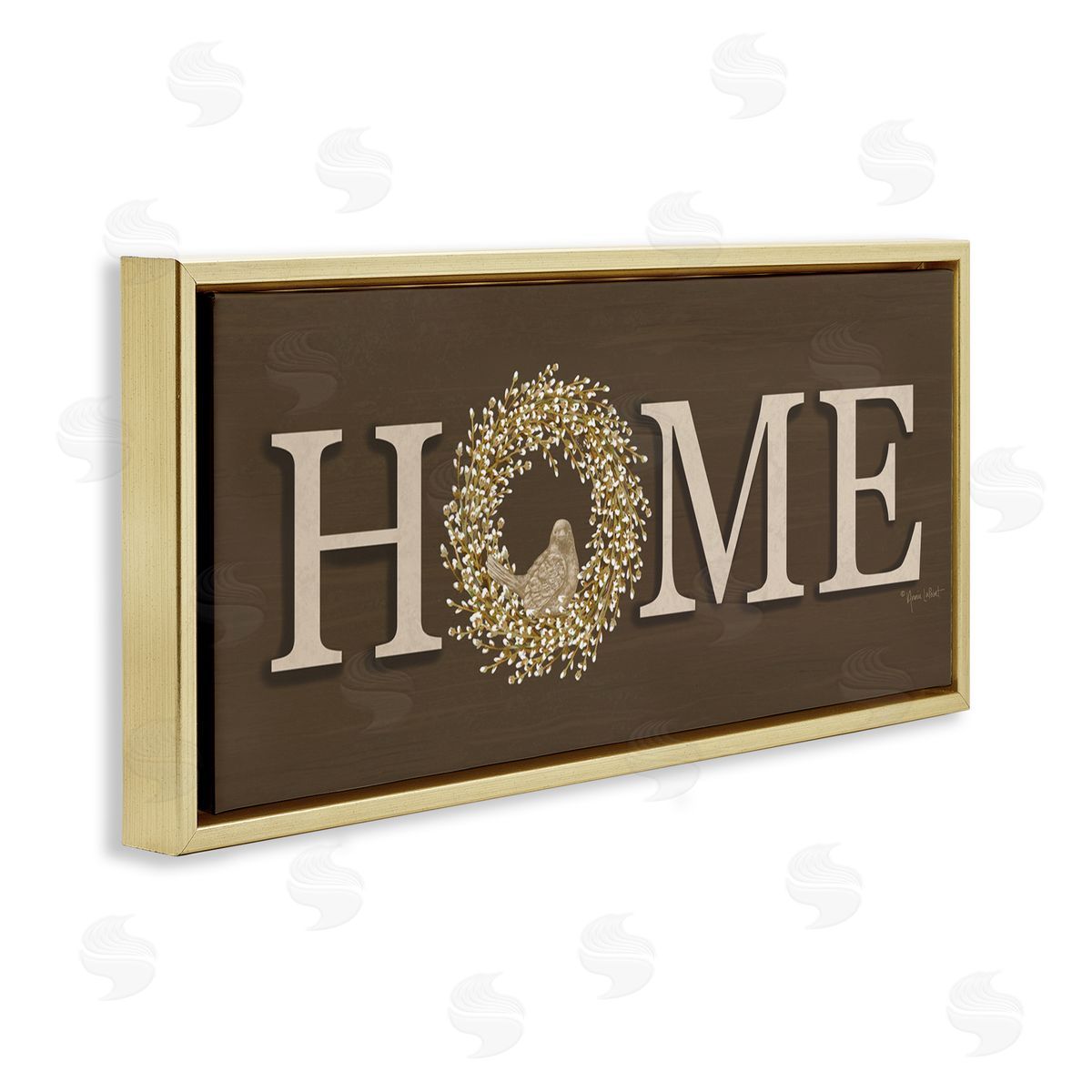 Rustic Seasonal Home Gold Floating Frame Canvas Wall Art, Home Decor by Annie LaPoint