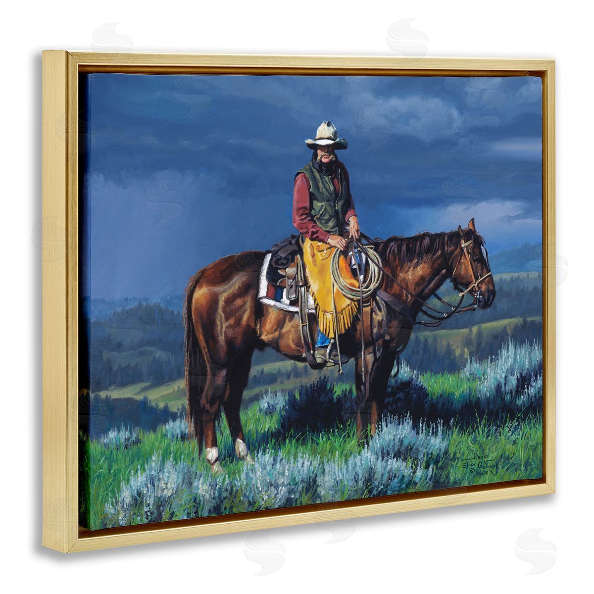 Before The Storm Gold Floating Frame Canvas Wall Art, Home Decor by David Graham