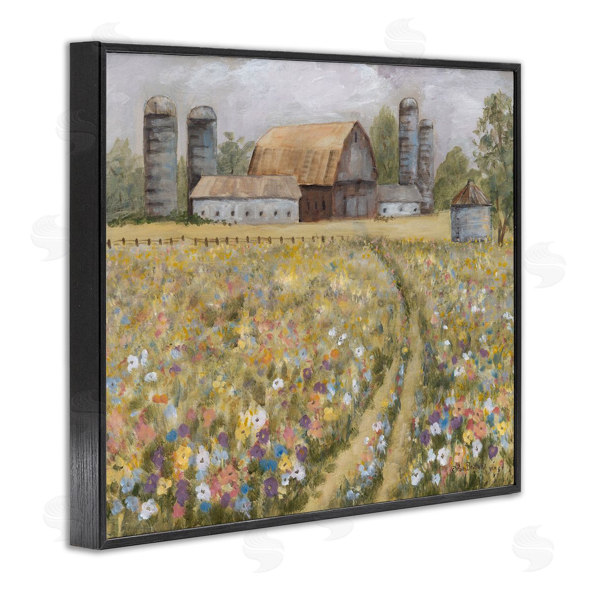 Meadow Path to Barn Black Frame Print Wall Art, Home Decor by Pam Britton