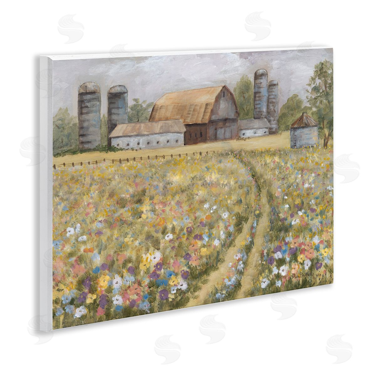 Meadow Path to Barn Wood Plaque Wall Art, Home Decor by Pam Britton