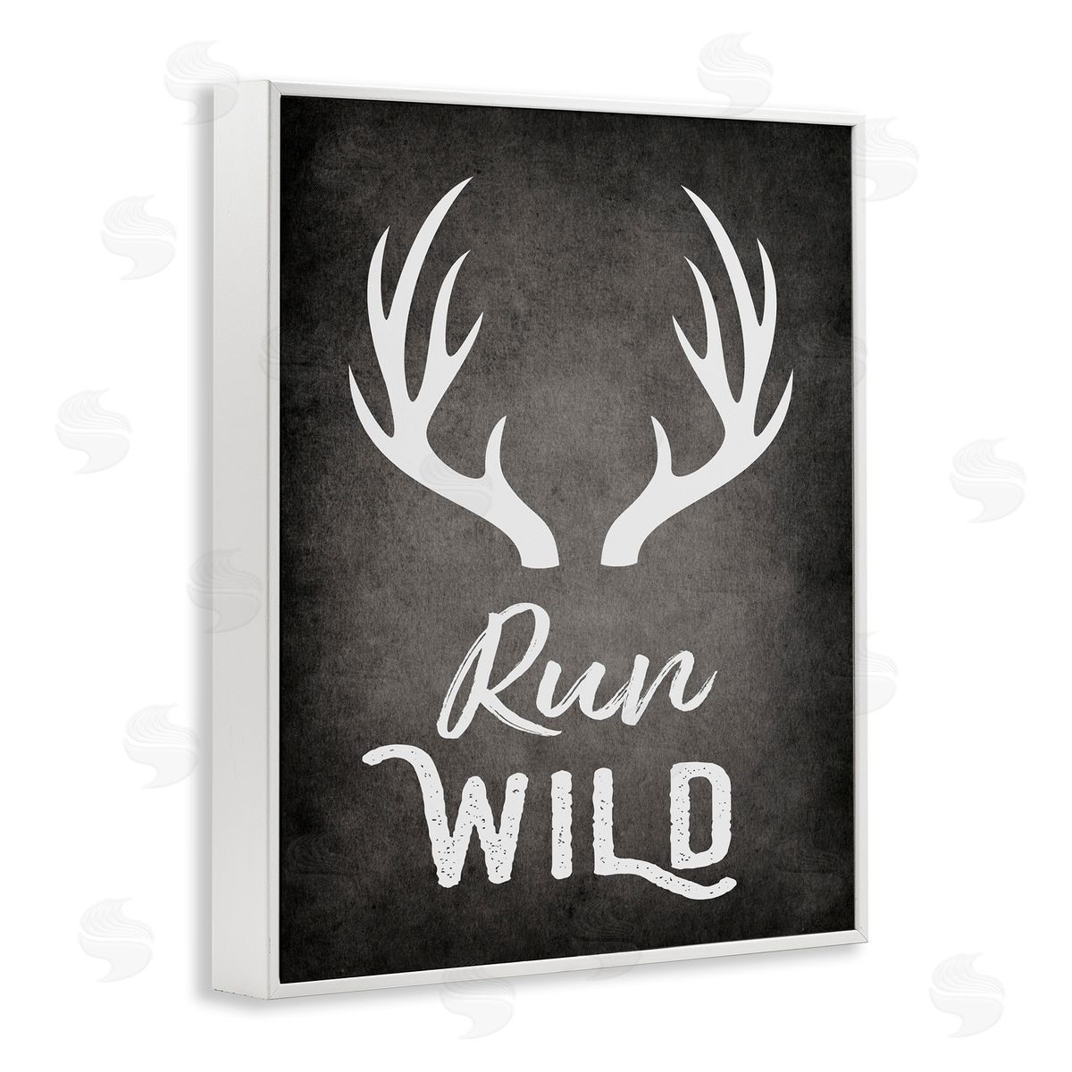 Run Wild Antlers White Frame Print Wall Art, Home Decor by Ashley Calhoun