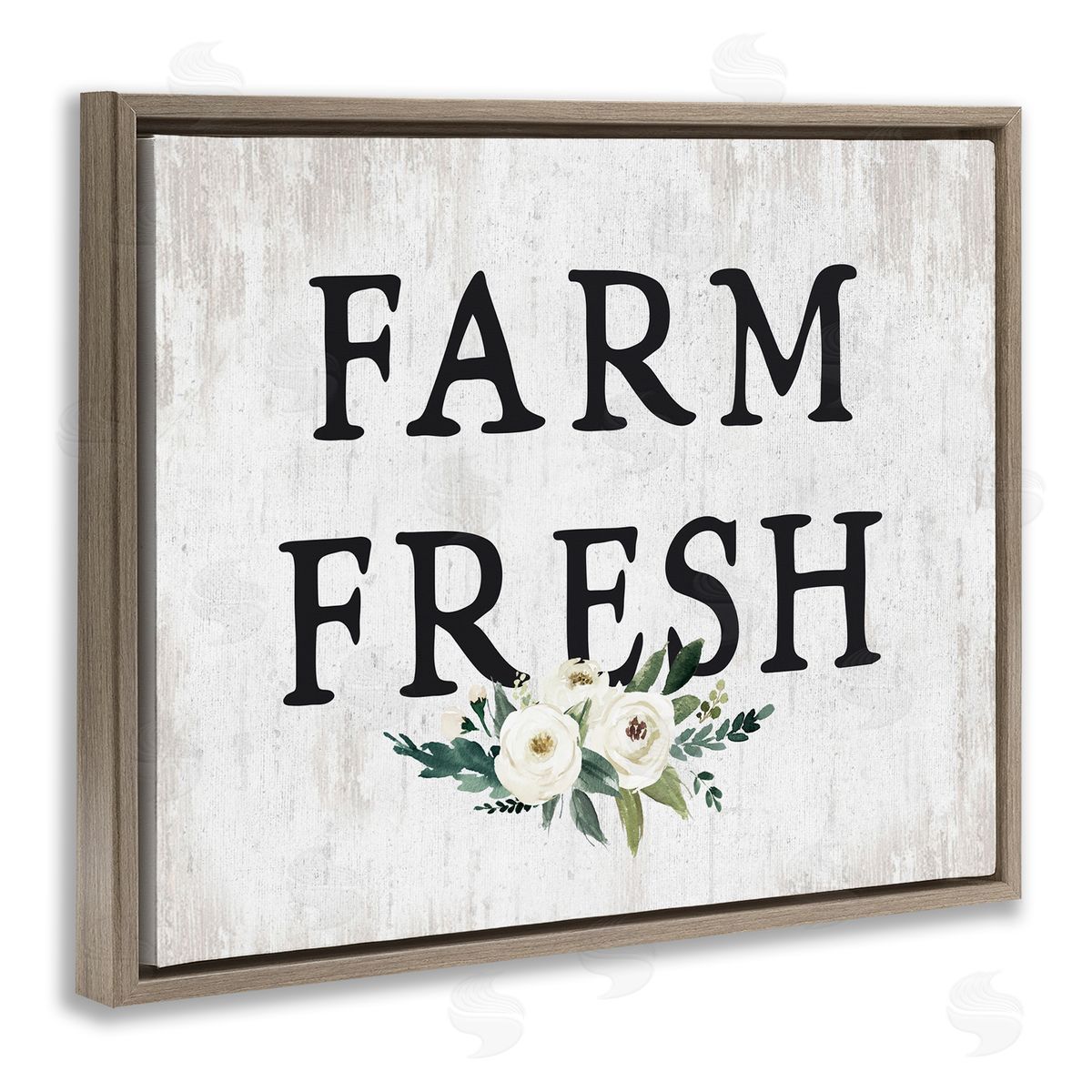 Farm Fresh with Roses Brown Floating Frame Canvas Wall Art, Home Decor by Lettered and Lined