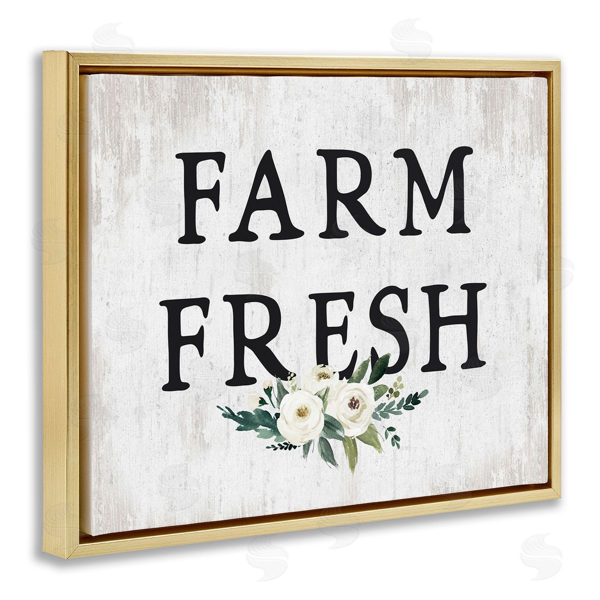 Farm Fresh with Roses Gold Floating Frame Canvas Wall Art, Home Decor by Lettered and Lined