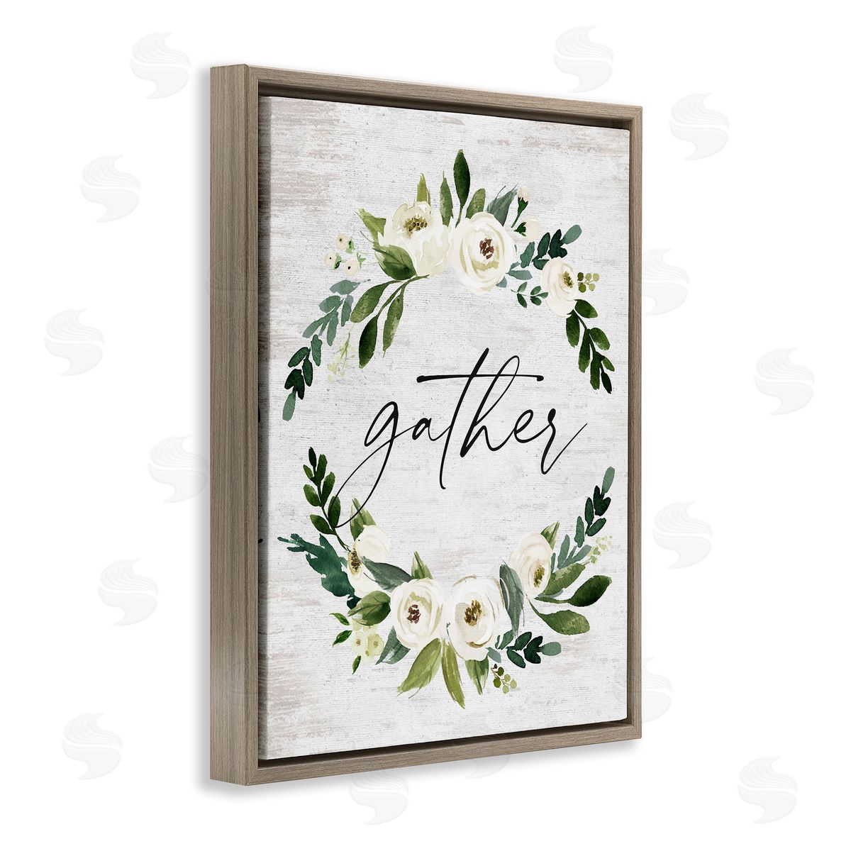 Neutral Distressed Gather Brown Floating Frame Canvas Wall Art, Home Decor by Lettered and Lined