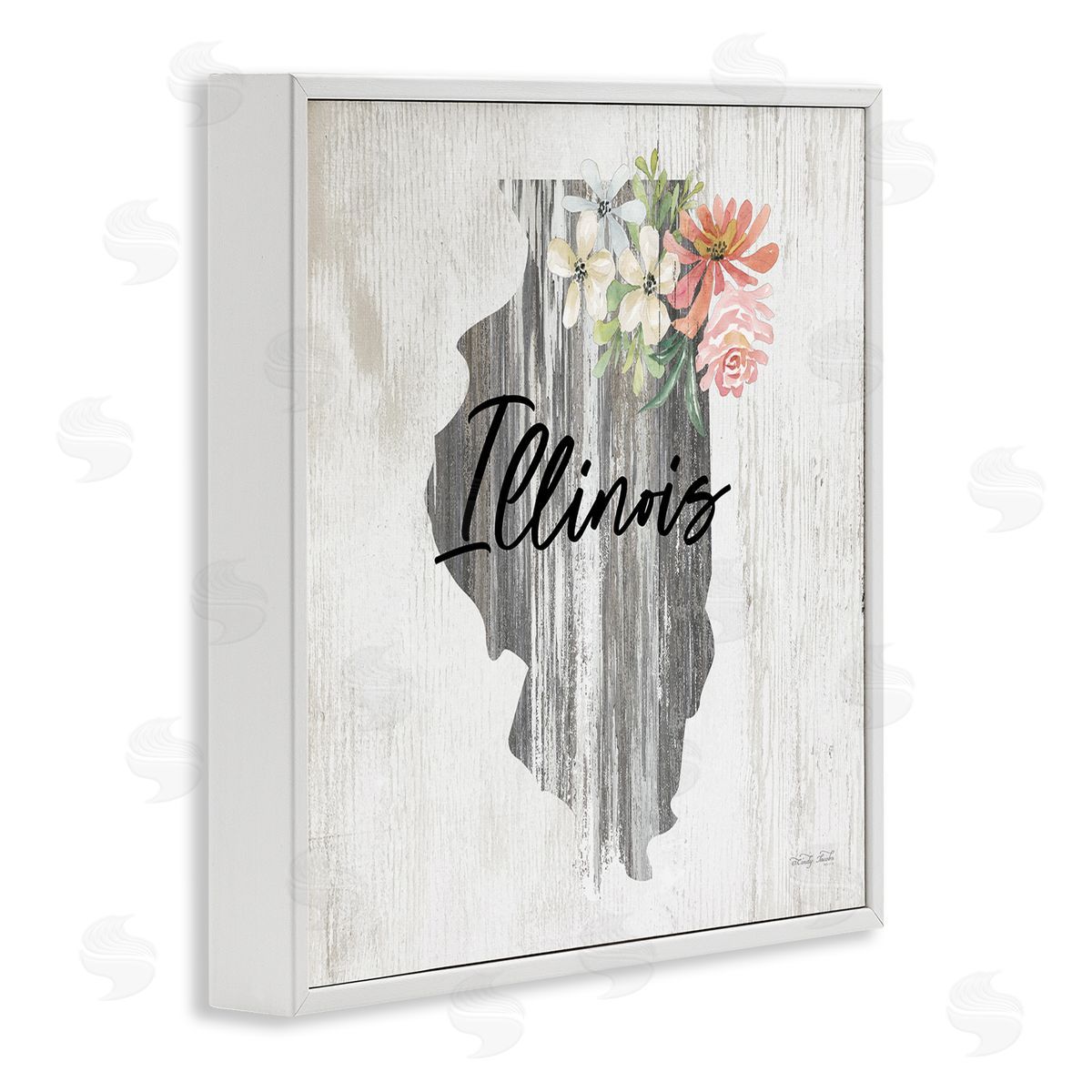 Shabby Chic Illinois White Frame Print Wall Art, Home Decor by Cindy Jacobs