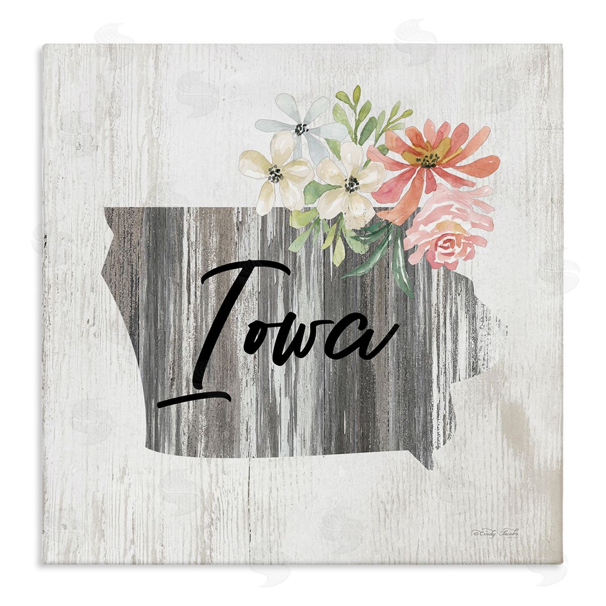 Shabby Chic Iowa Canvas Wall Art, Home Decor by Cindy Jacobs
