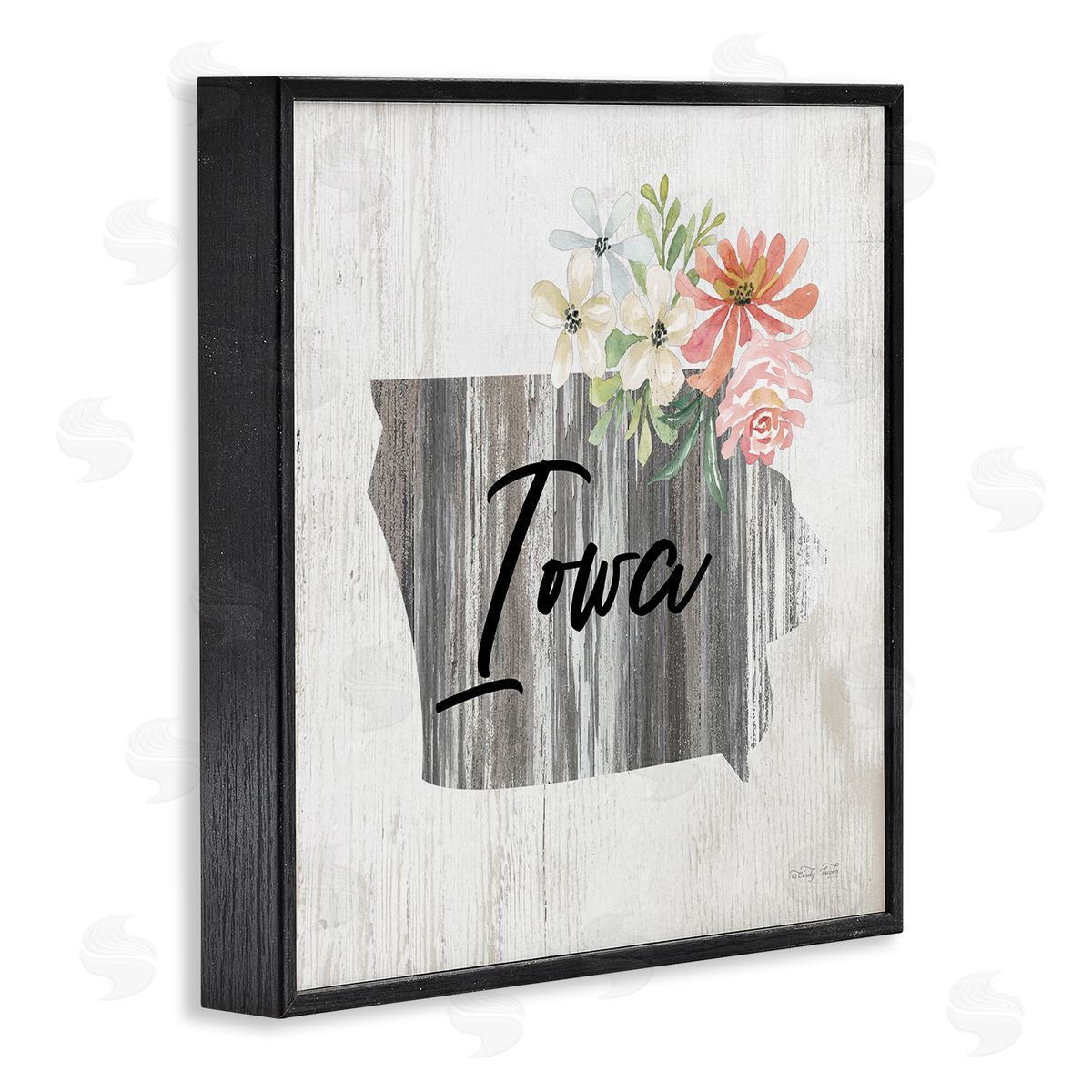 Shabby Chic Iowa Black Frame Print Wall Art, Home Decor by Cindy Jacobs