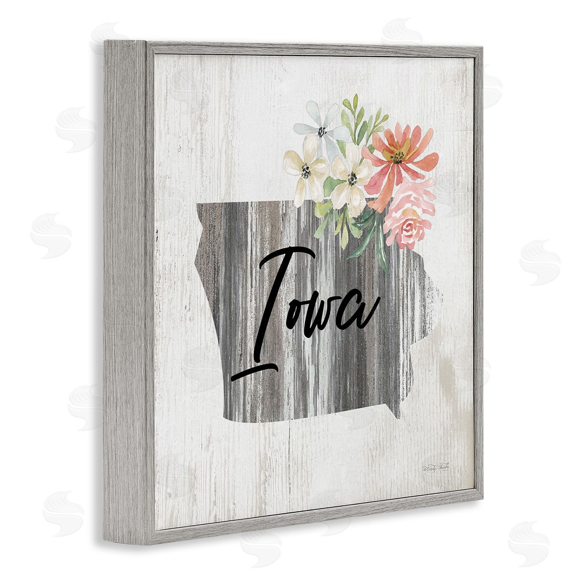 Shabby Chic Iowa Grey Frame Print Wall Art, Home Decor by Cindy Jacobs