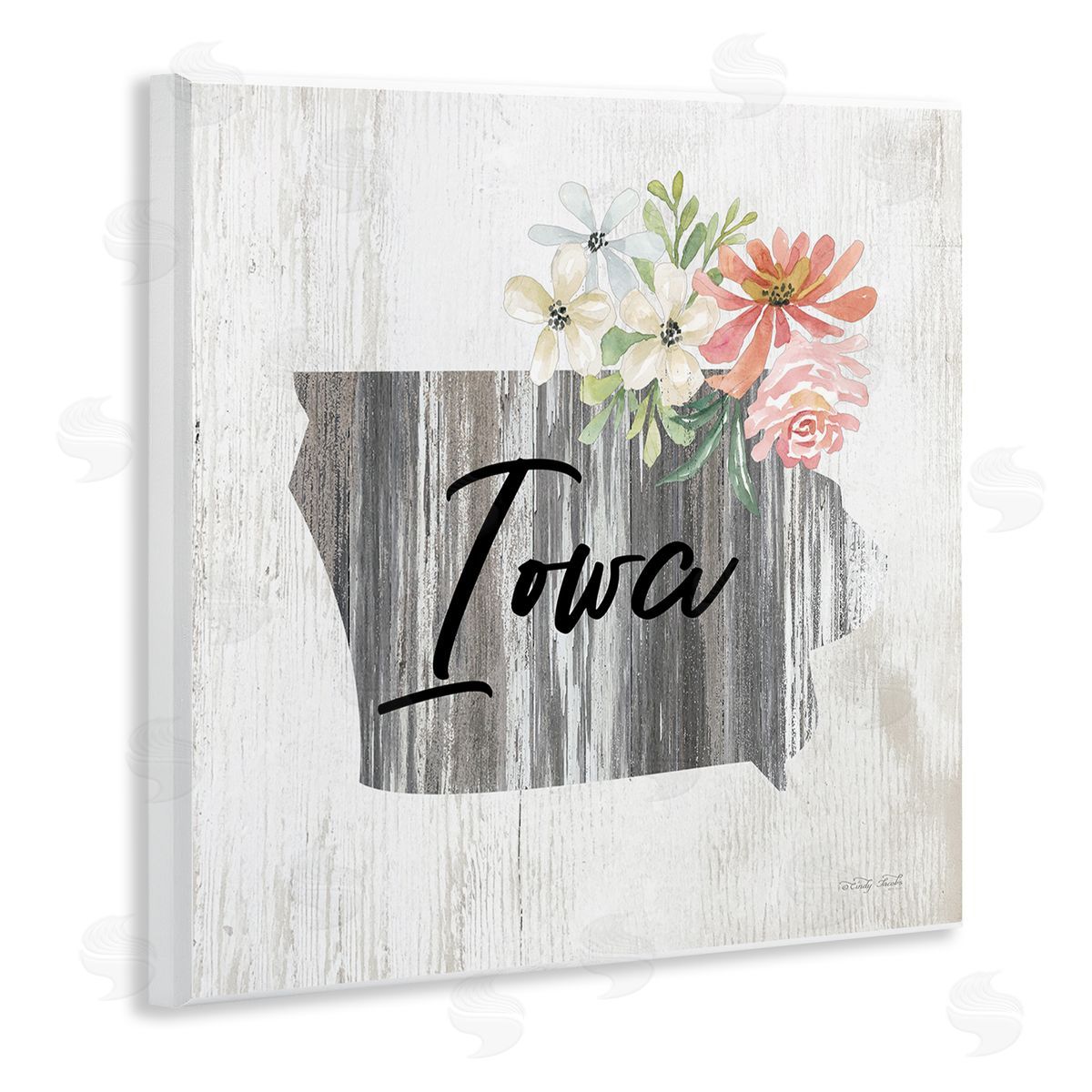 Shabby Chic Iowa Wood Plaque Wall Art, Home Decor by Cindy Jacobs