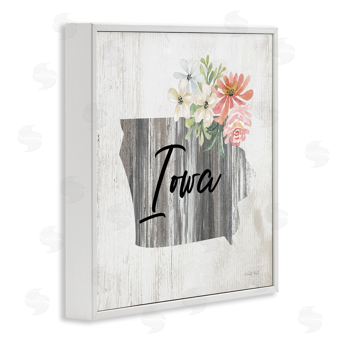 Shabby Chic Iowa White Frame Print Wall Art, Home Decor by Cindy Jacobs