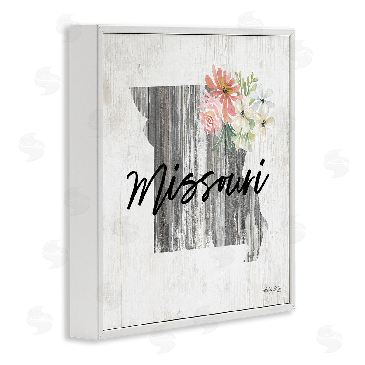 Shabby Chic Missouri White Frame Print Wall Art, Home Decor by Cindy Jacobs