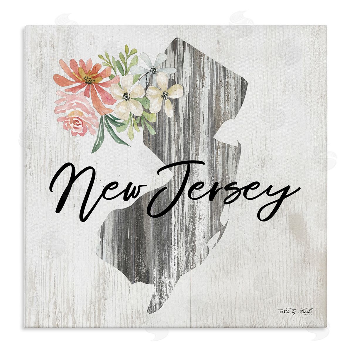 Shabby Chic New Jersey Canvas Wall Art, Home Decor by Cindy Jacobs