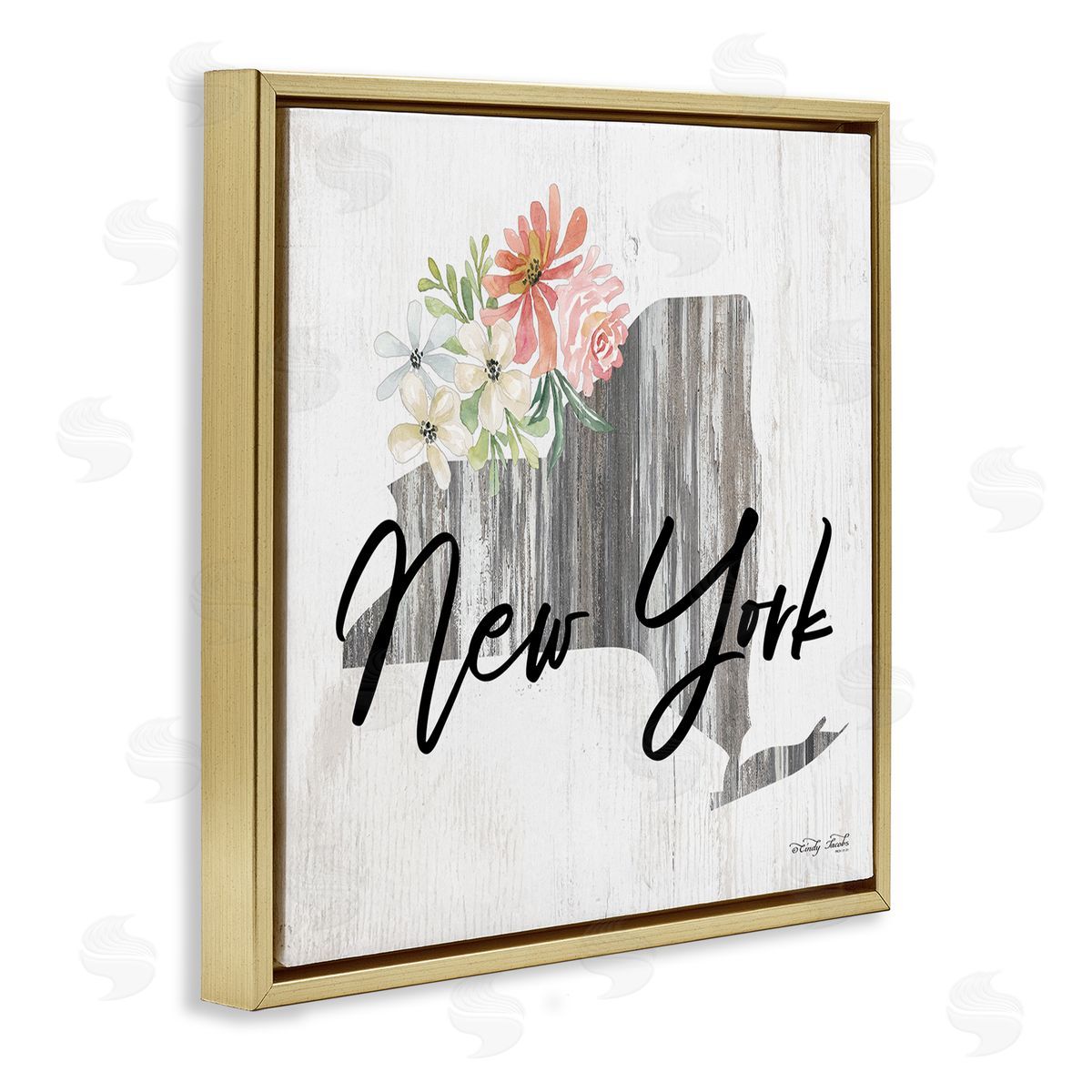 Shabby Chic New York Gold Floating Frame Canvas Wall Art, Home Decor by Cindy Jacobs