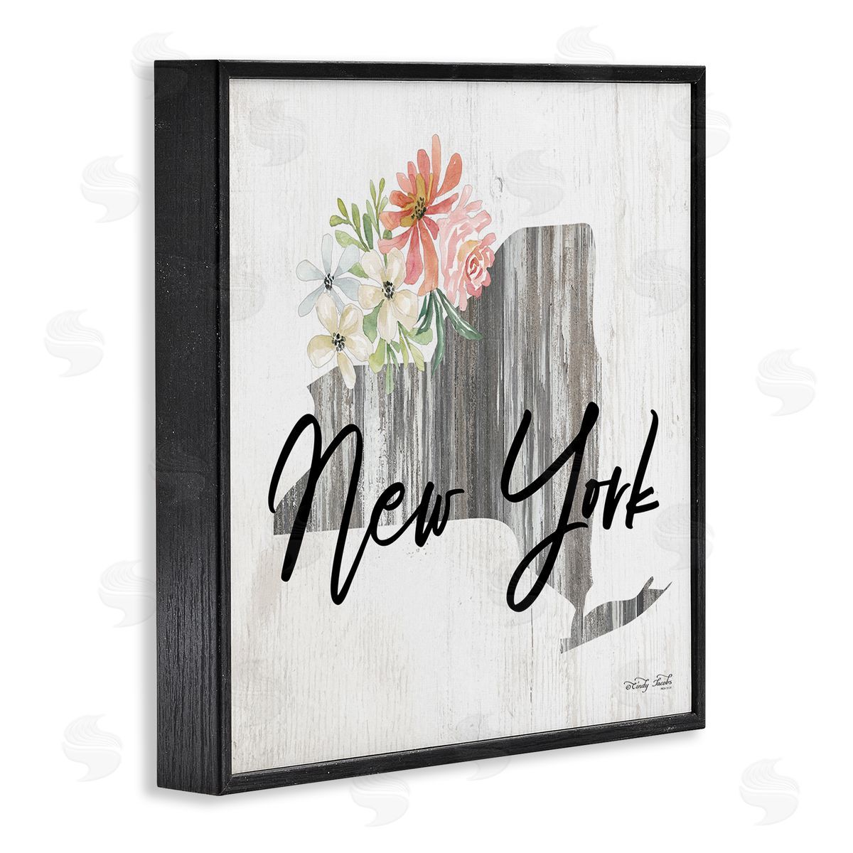Shabby Chic New York Black Frame Print Wall Art, Home Decor by Cindy Jacobs