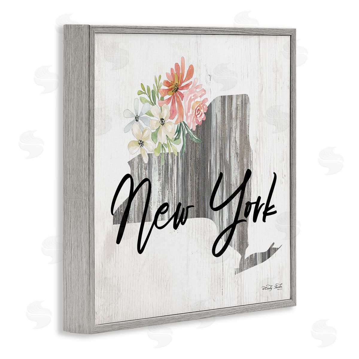 Shabby Chic New York Grey Frame Print Wall Art, Home Decor by Cindy Jacobs