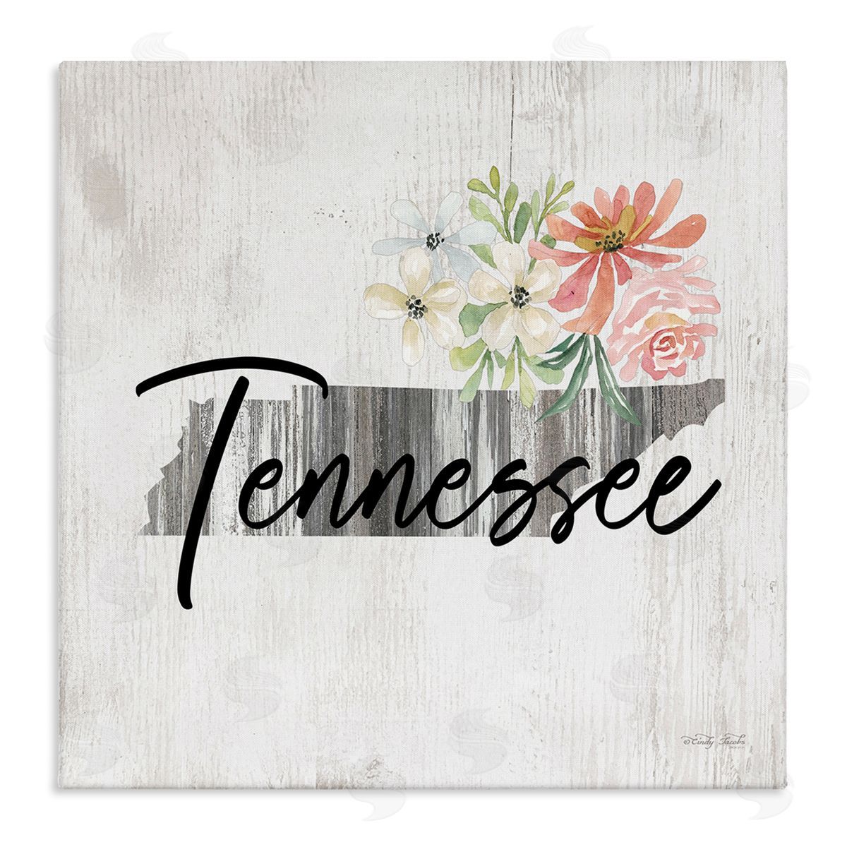 Shabby Chic Tennessee Canvas Wall Art, Home Decor by Cindy Jacobs