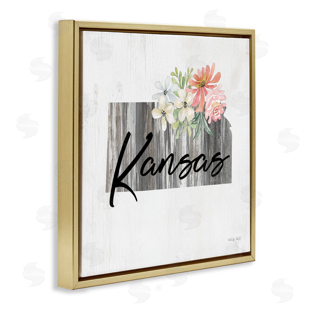 Shabby Chic Kansas Gold Floating Frame Canvas Wall Art, Home Decor by Cindy Jacobs