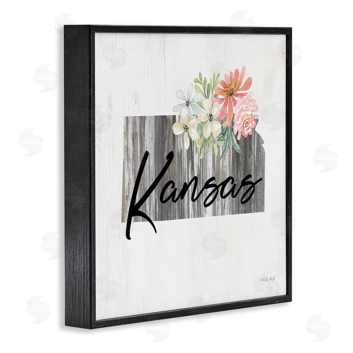 Shabby Chic Kansas Black Frame Print Wall Art, Home Decor by Cindy Jacobs