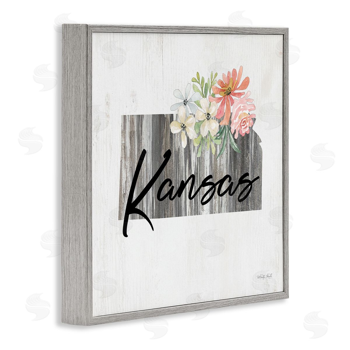 Shabby Chic Kansas Grey Frame Print Wall Art, Home Decor by Cindy Jacobs