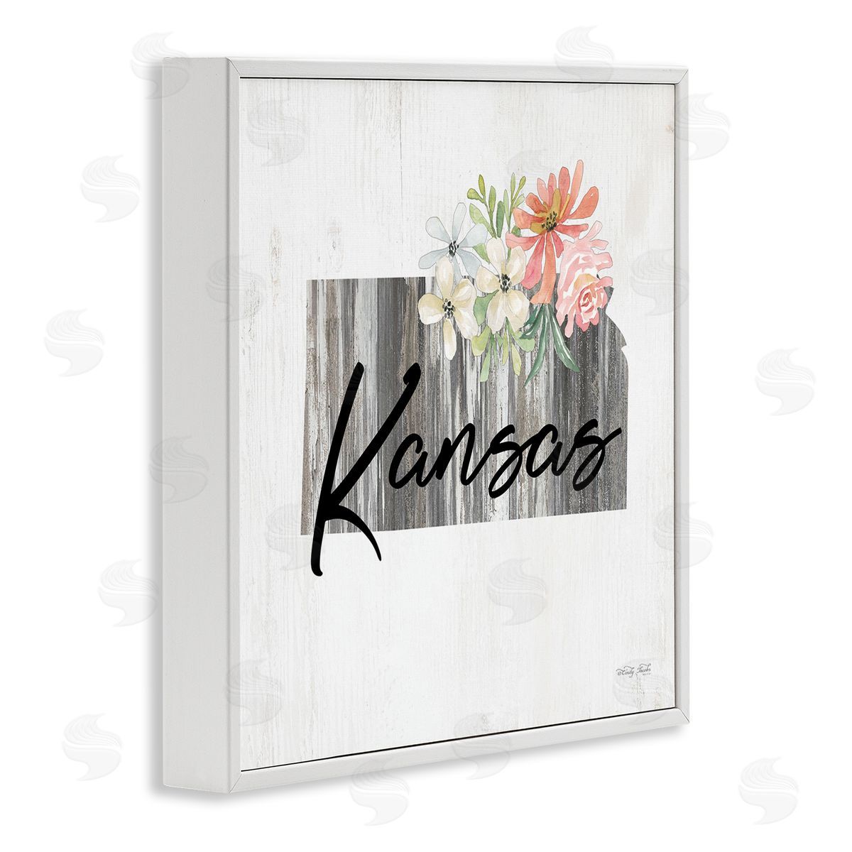 Shabby Chic Kansas White Frame Print Wall Art, Home Decor by Cindy Jacobs